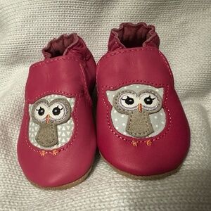 BRAND-NEW Robeez Soft Soles Pink Owl Playmates Baby Girl Shoes Size 0-6 Months